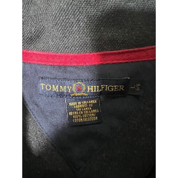 Tommy Hilfiger Polo Rugby Shirt Long Sleeve Logo Cotton Gray/Red/Navy  Large - Picture 4 of 8